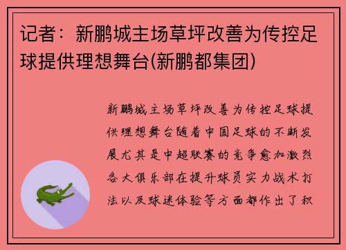记者：新鹏城主场草坪改善为传控足球提供理想舞台(新鹏都集团)